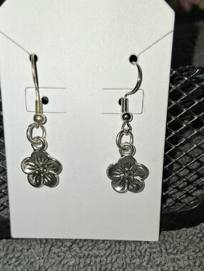 Silver Flower Dangle Earrings - Women Jewelry